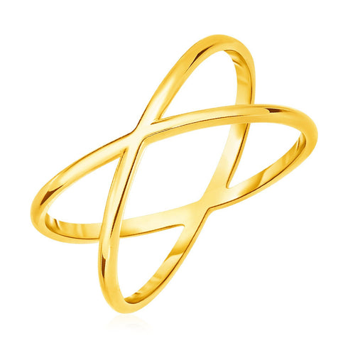 14k  Polished X Profile Ring